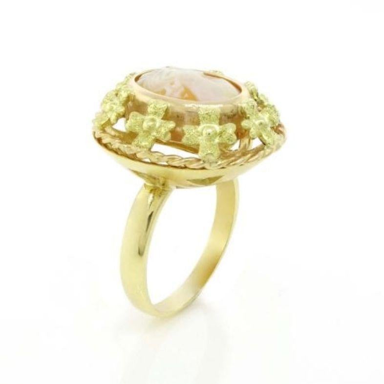 Cameo set in 18k yellow gold. The total weight of the ring is approximately 10.06 grams.

Band Size: 8.75