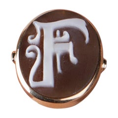 Cameo Ring with Victorian Style Initial in 9 Carat Gold from Iosselliani