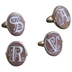 Cameo Signet Ring with Initial A in 9 Carat Gold from Iosselliani