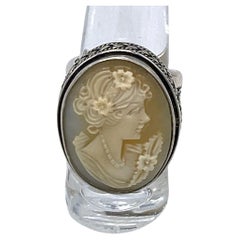 Antique Cameo Sterling Cocktail Ring