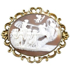 Cameo with Gold '9-Karat' Frame; Brooch, Victorian Era, circa 1860