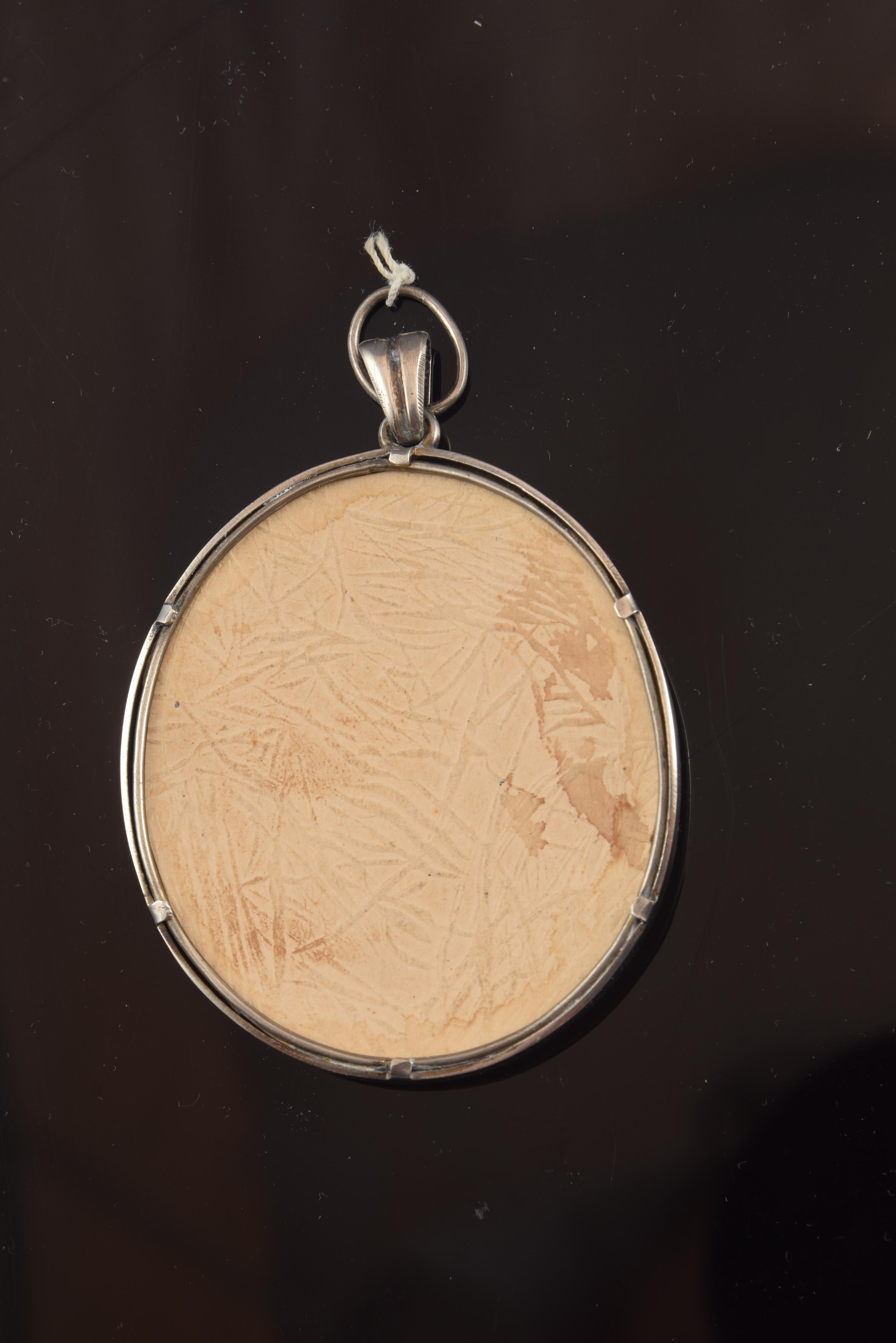 Neoclassical Cameo with Silver Frame, Pendant, circa 1900