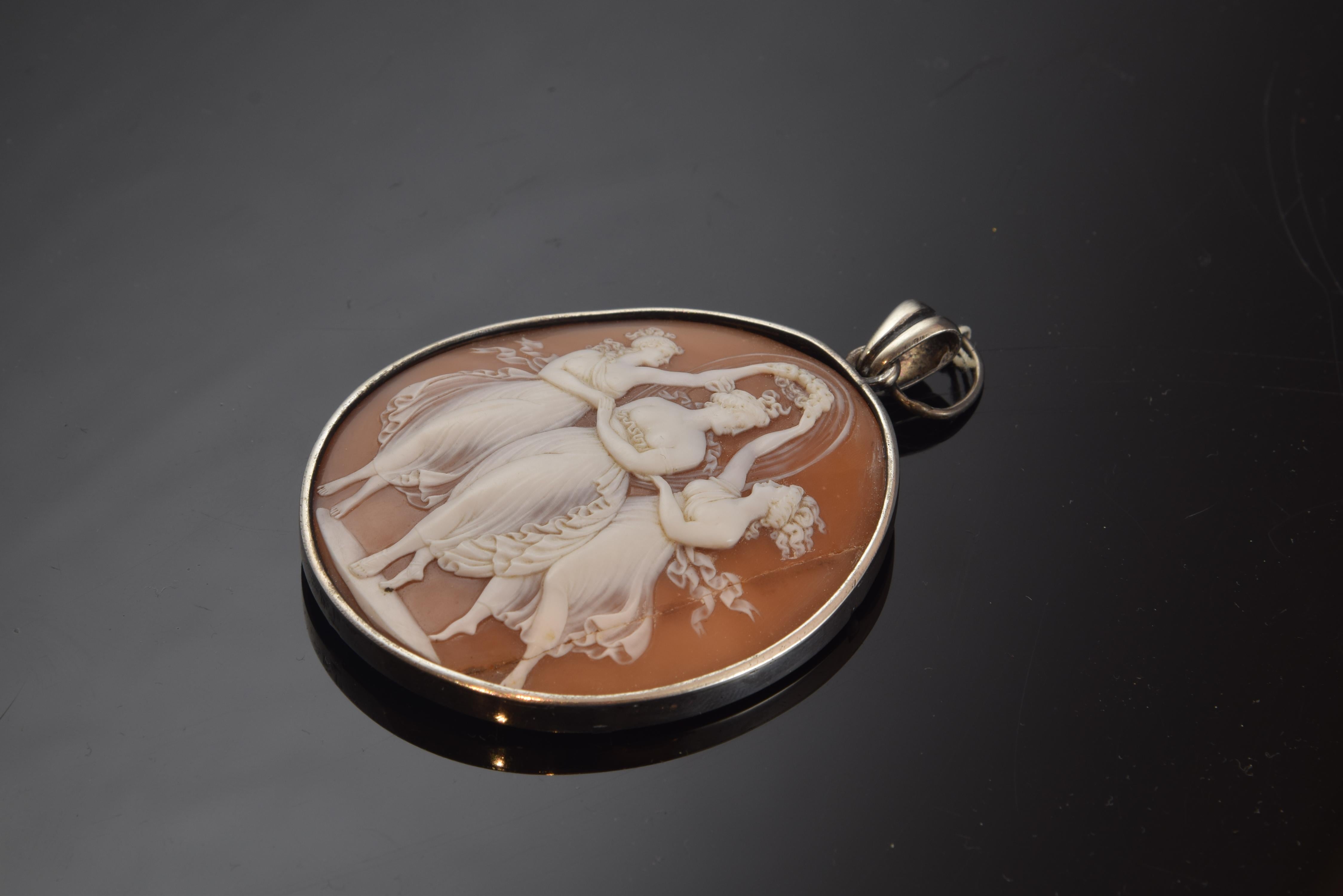 Cameo with Silver Frame, Pendant, circa 1900 1