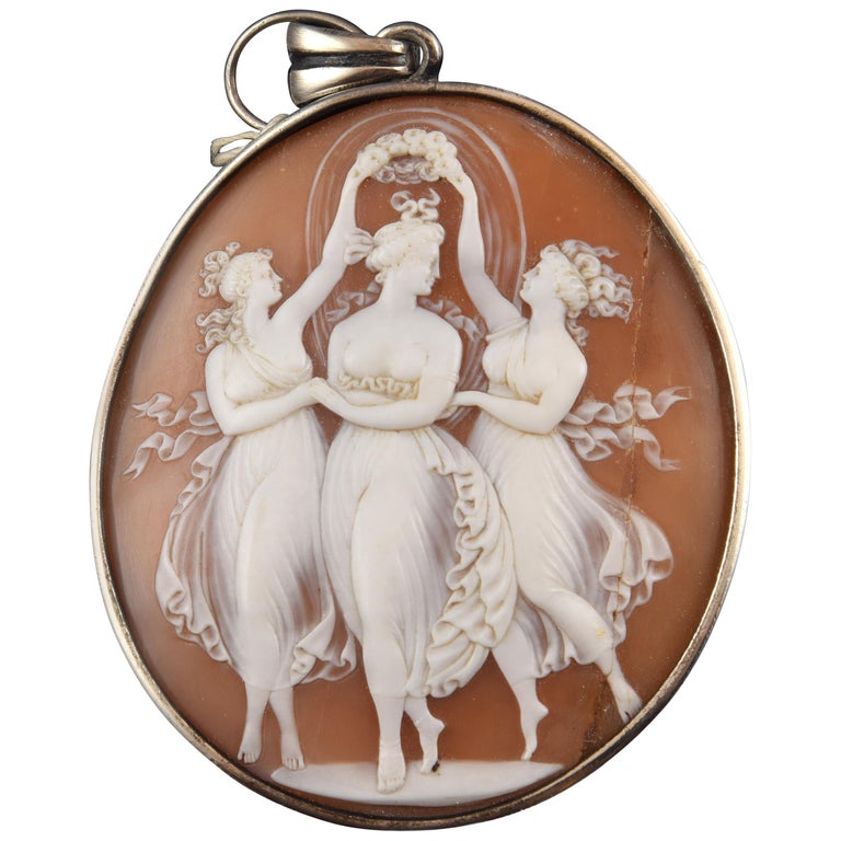 Cameo with Silver Frame, Pendant, circa 1900 at 1stDibs