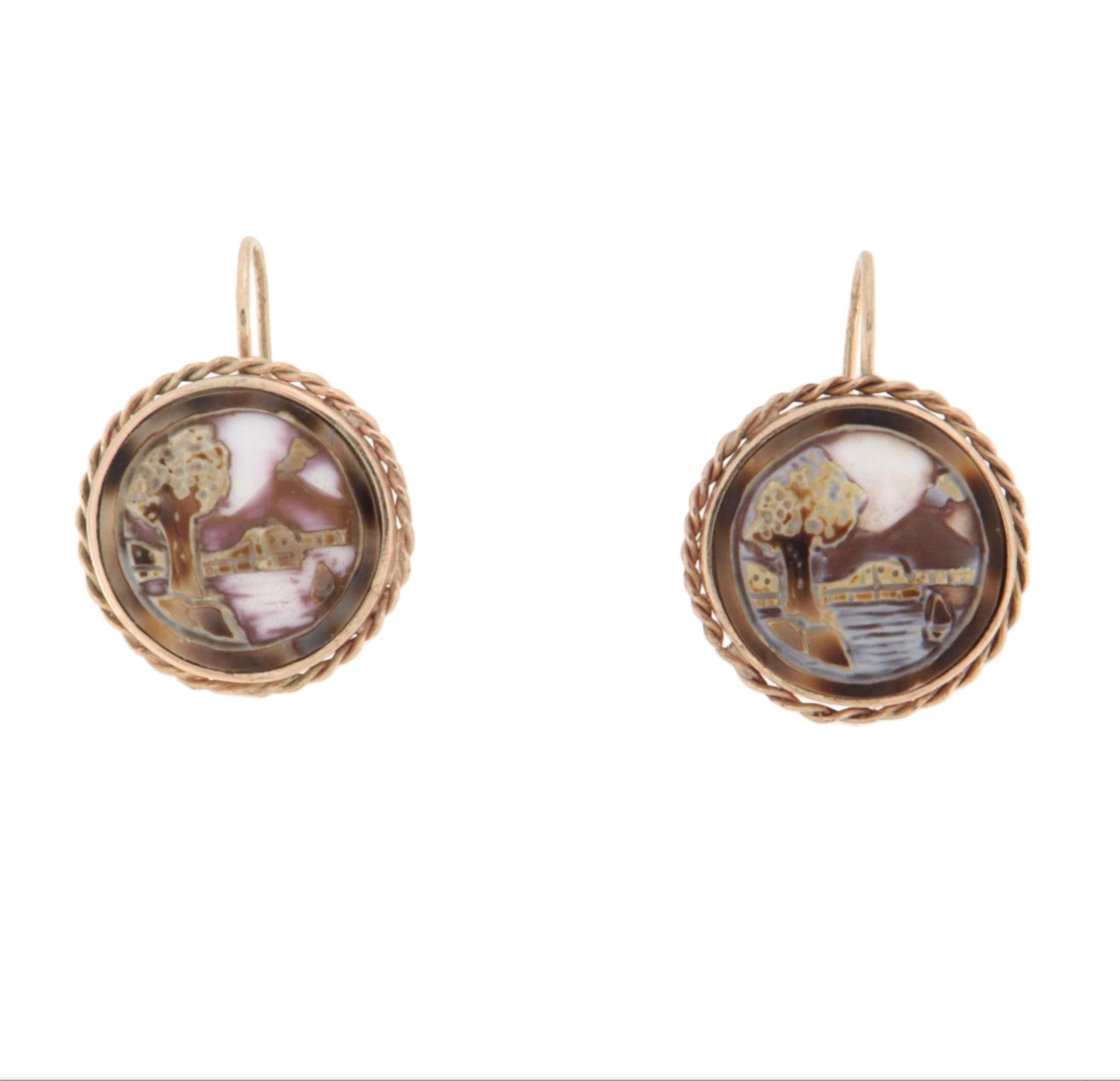 Pendants d'oreilles Cameos 9 carats