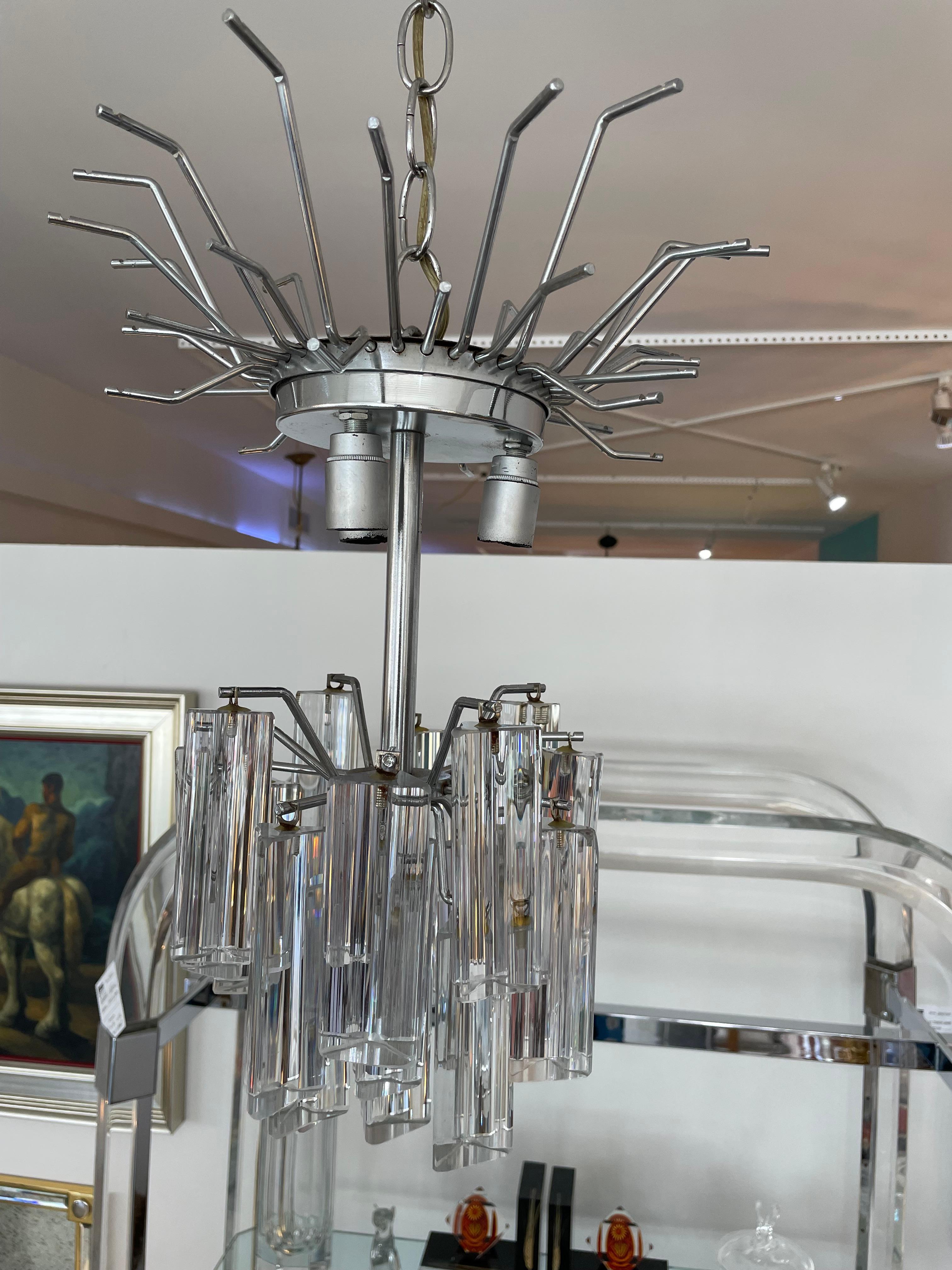 Camer Chandelier with Venini Prisms For Sale 2
