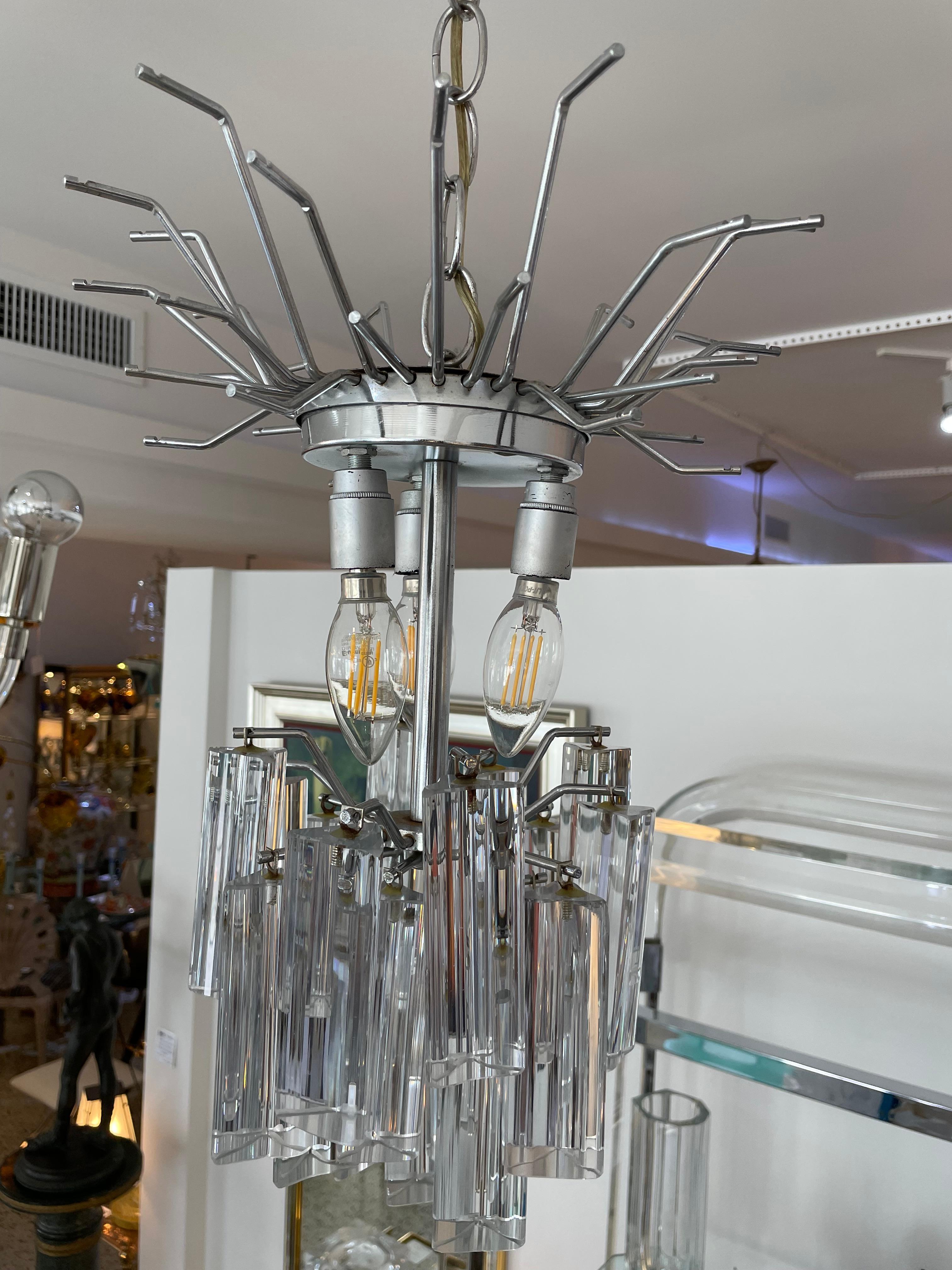 Camer Chandelier with Venini Prisms For Sale 3