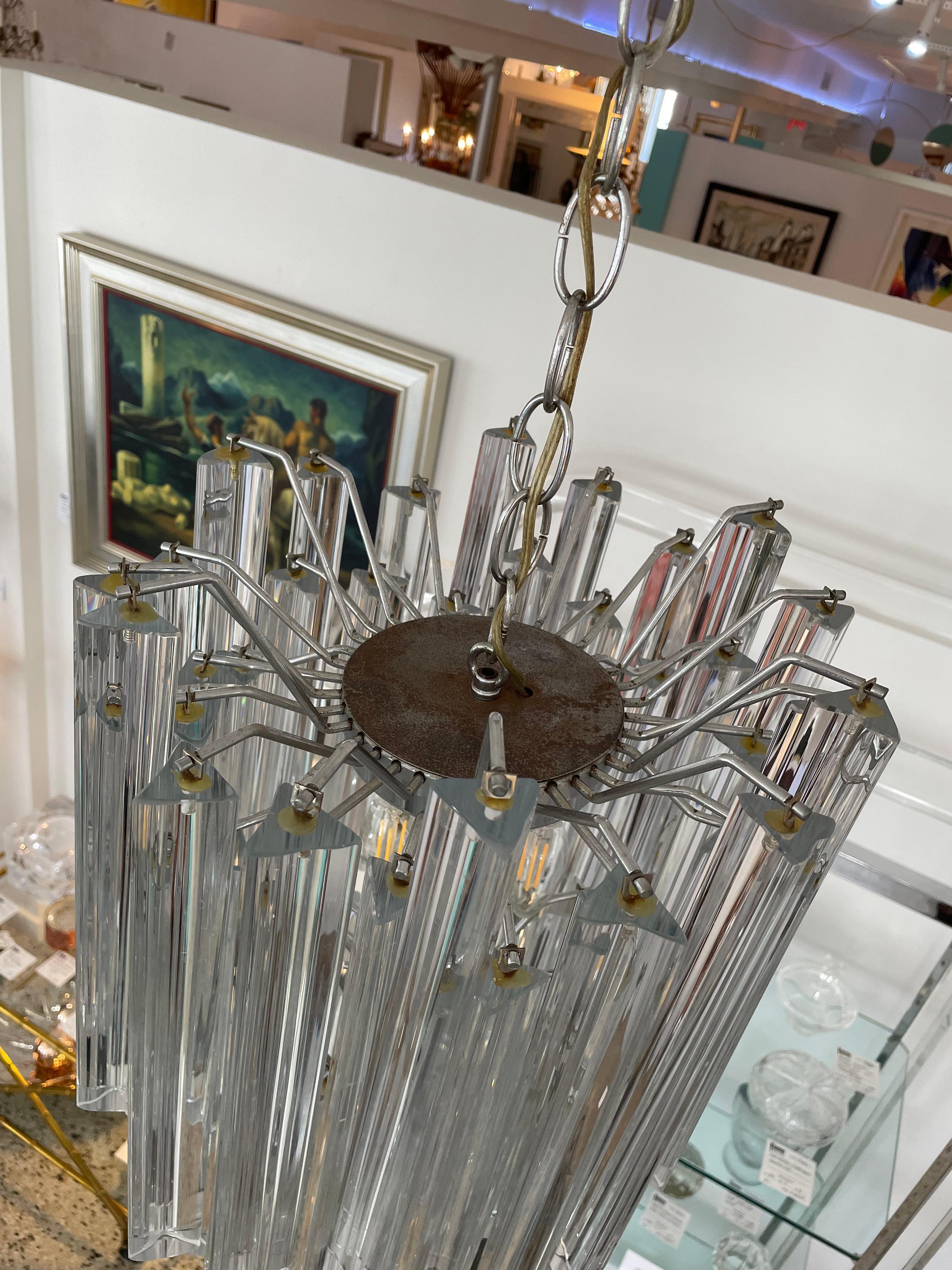 Camer Chandelier with Venini Prisms For Sale 4