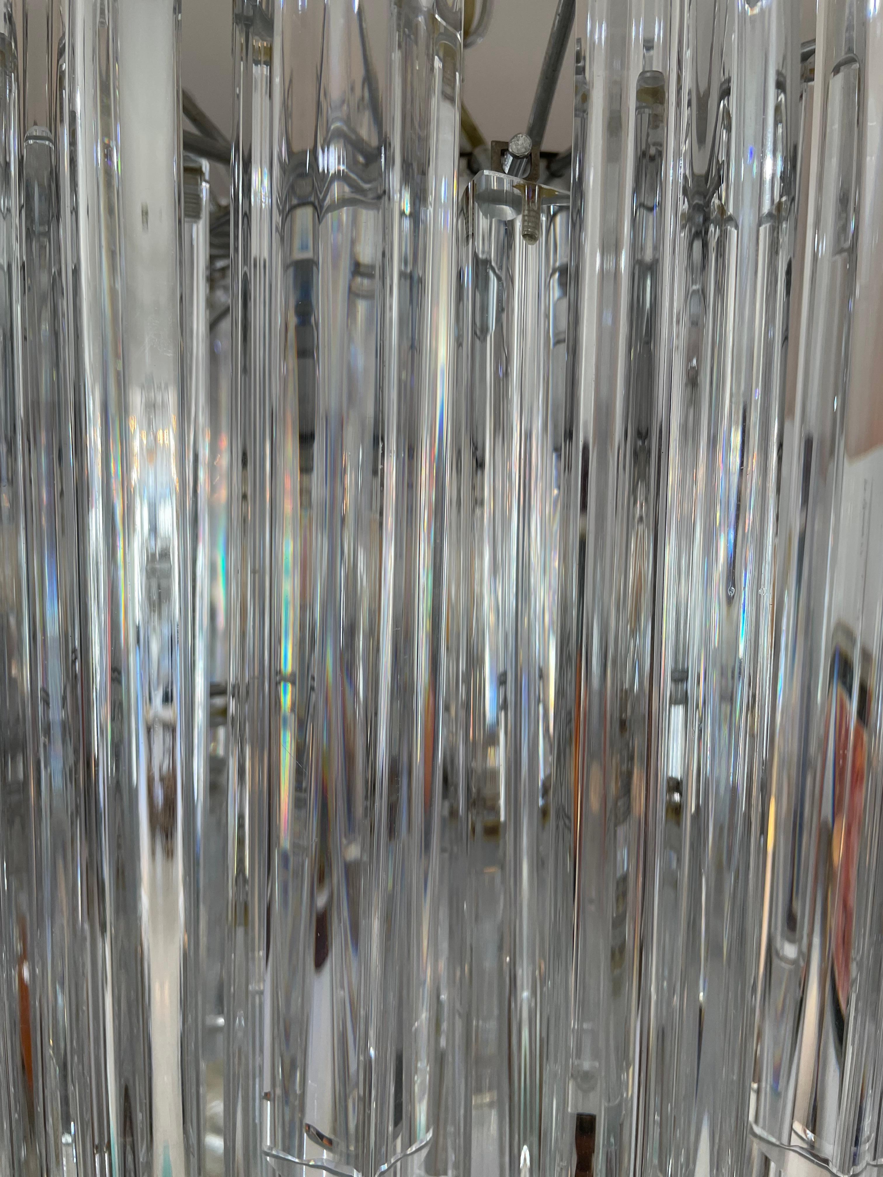 Italian Camer Chandelier with Venini Prisms For Sale