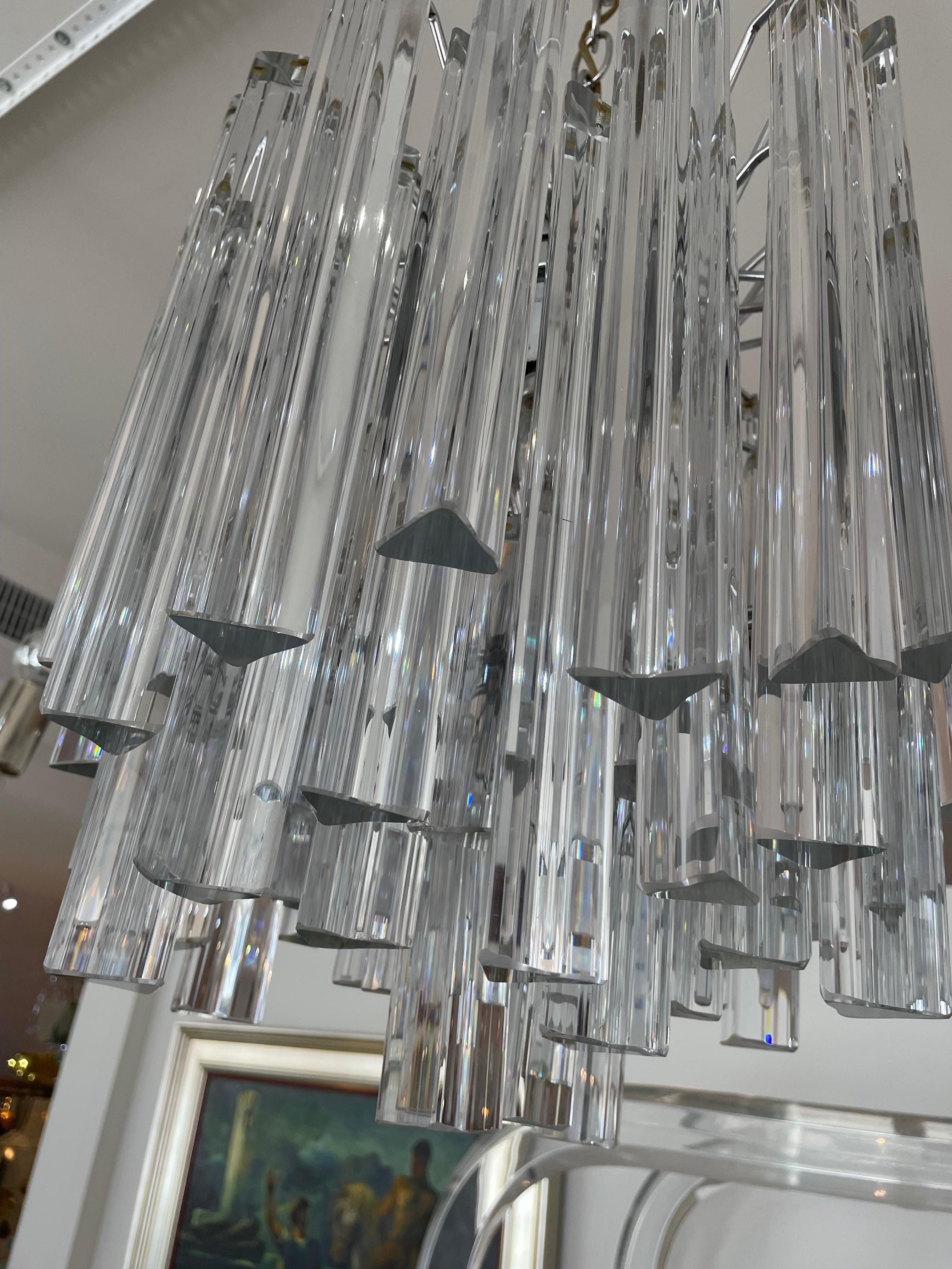 Camer Chandelier with Venini Prisms For Sale 1