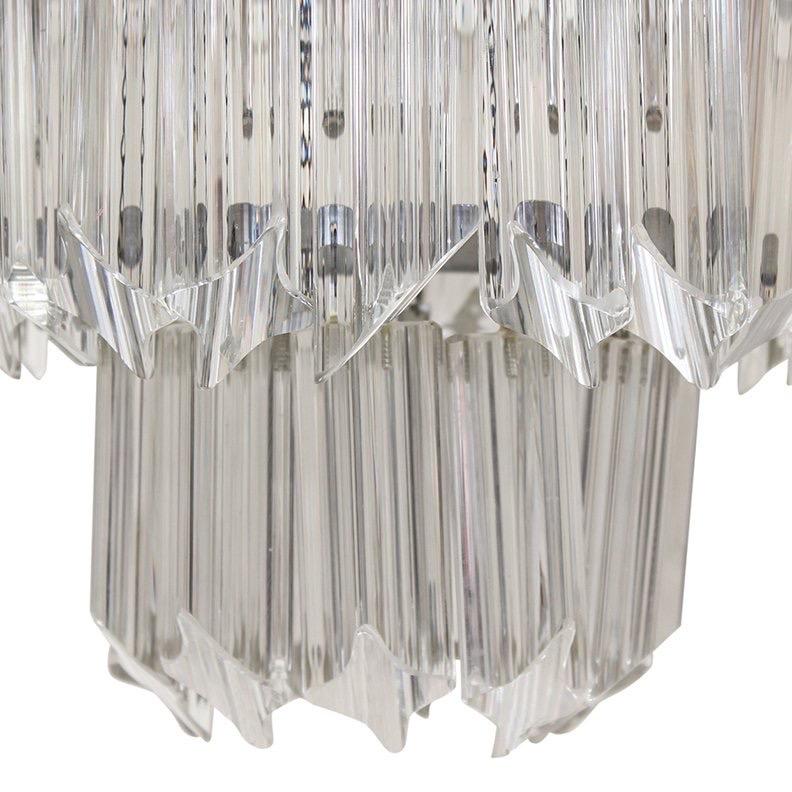 Camer Crystal & Chrome Flush Mount Light Fixture  In Good Condition For Sale In New York, NY