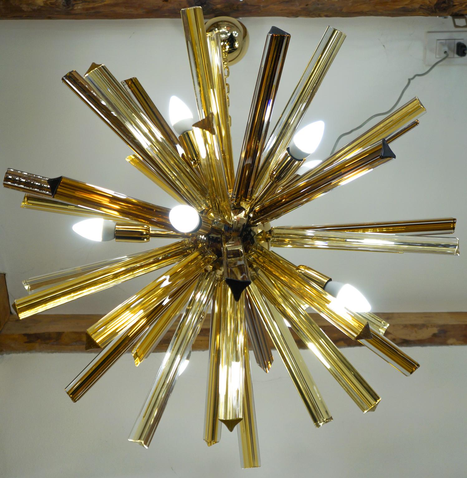 Camer Glass Mid-Century Modern Amber Murano Chandelier Italian Sputnik, 1982 For Sale 6