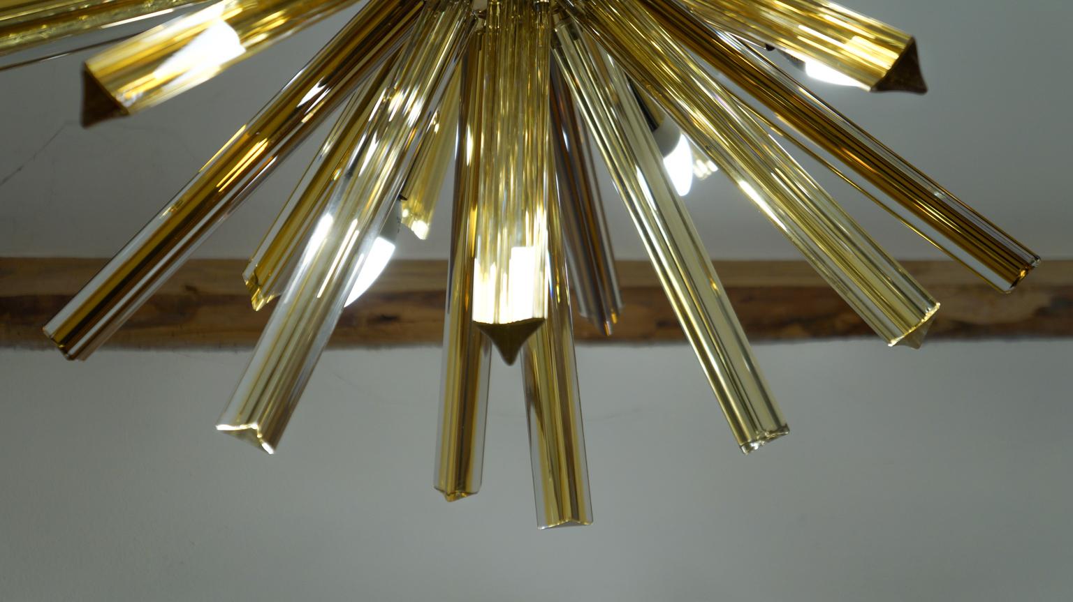 Camer Glass Mid-Century Modern Amber Murano Chandelier Italian Sputnik, 1982 For Sale 9