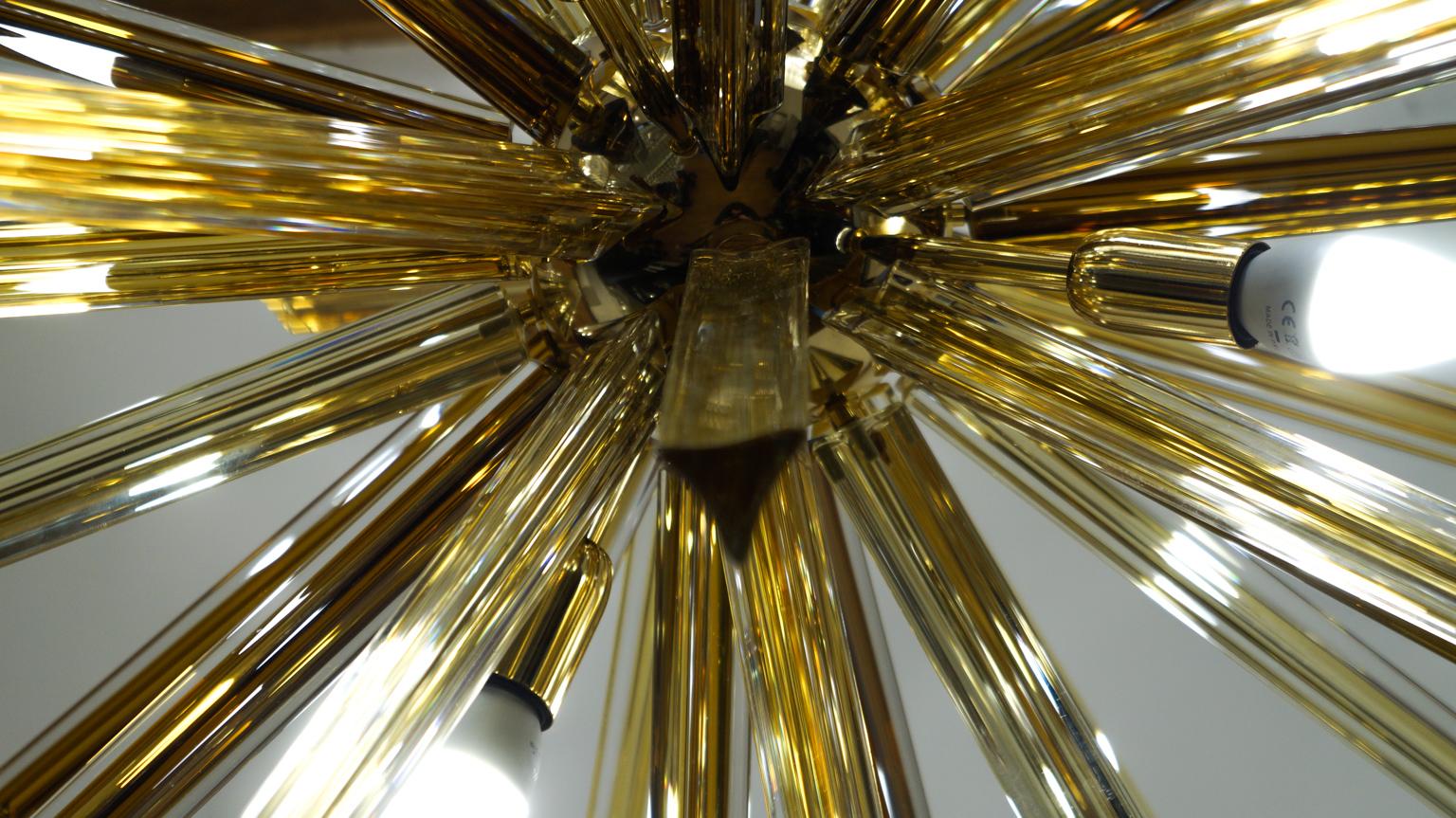 Camer Glass Mid-Century Modern Amber Murano Chandelier Italian Sputnik, 1982 For Sale 12