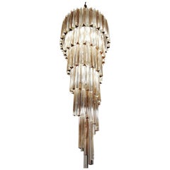 Camer Glass Mid-Century Modern Crystal Amethyst Triedri Murano Chandelier, 1980
