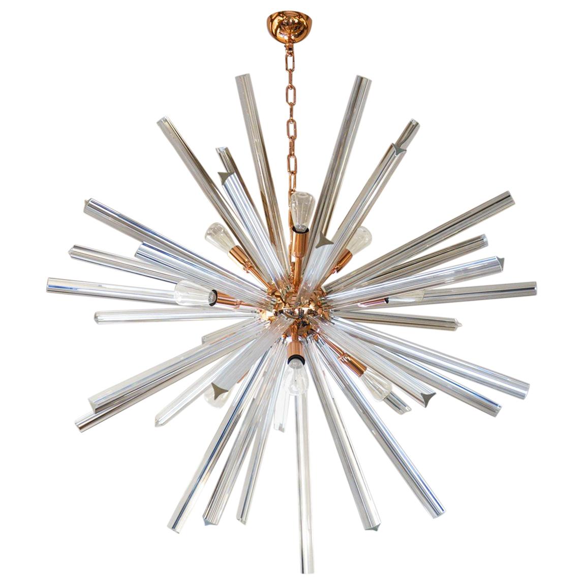 Lustre Spoutnik en verre de Murano en cristal de style mi-siècle moderne, 1982