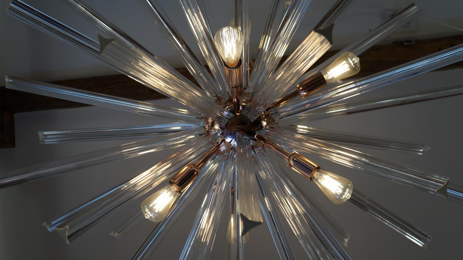 Mid-Century Modern-Kristall-Murano-Kronleuchter Sputnik aus der Jahrhundertmitte, 1982 im Angebot 9