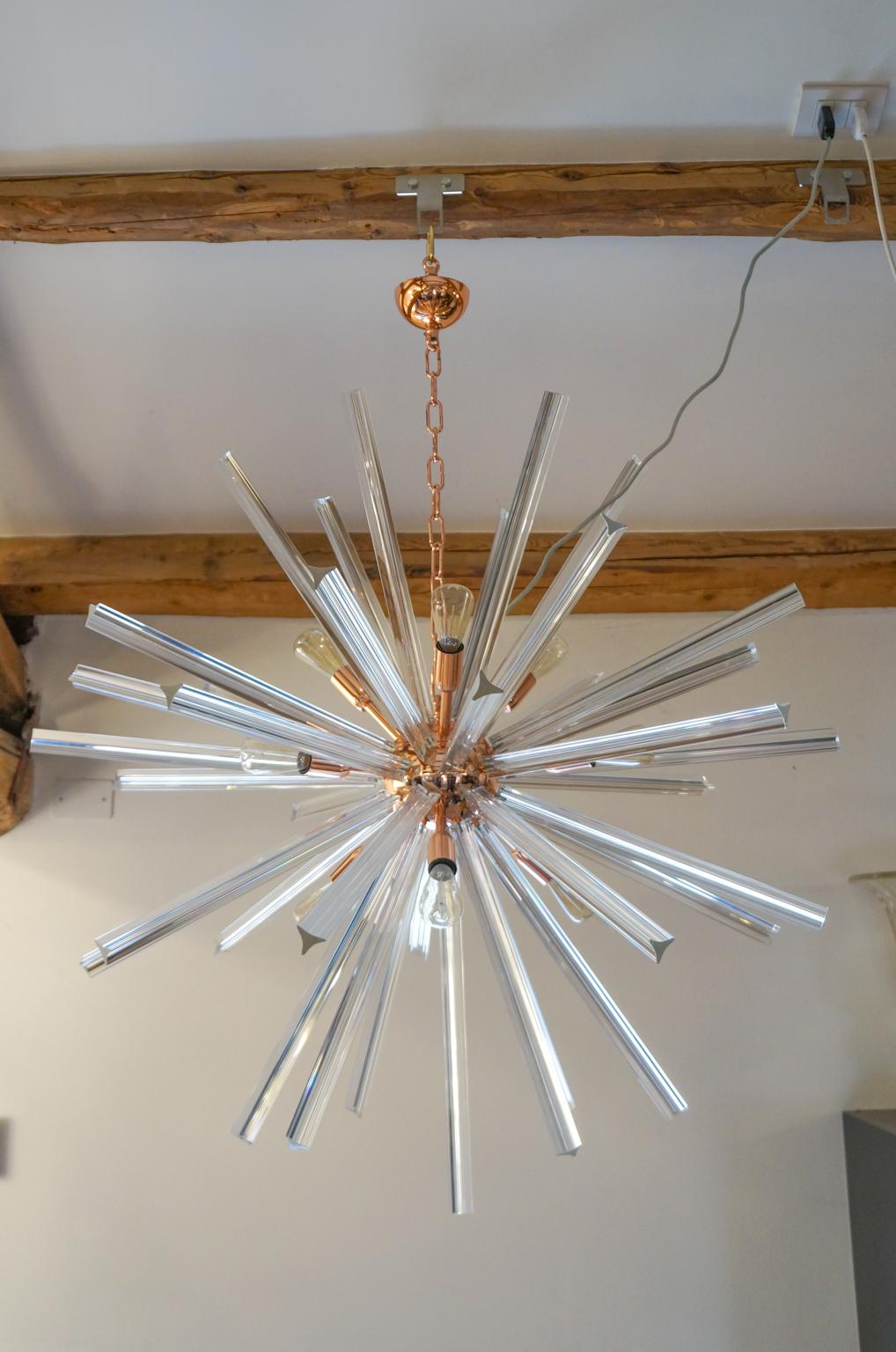 Mid-Century Modern-Kristall-Murano-Kronleuchter Sputnik aus der Jahrhundertmitte, 1982 im Angebot 10