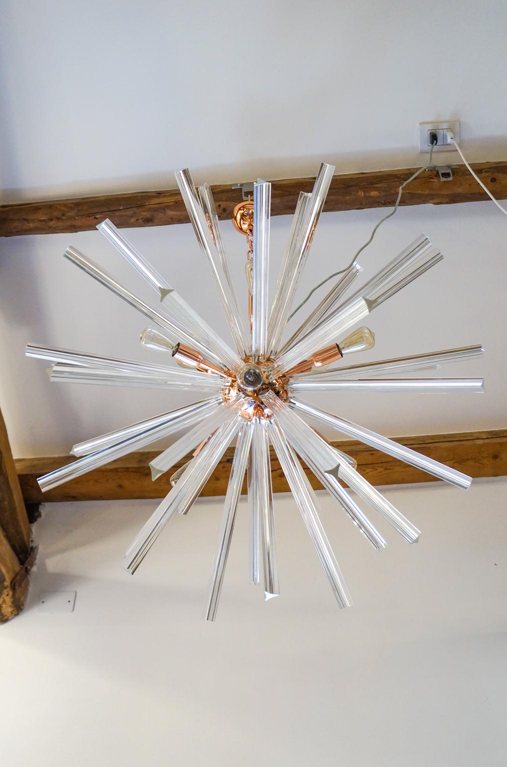 Mid-Century Modern-Kristall-Murano-Kronleuchter Sputnik aus der Jahrhundertmitte, 1982 (Moderne der Mitte des Jahrhunderts) im Angebot