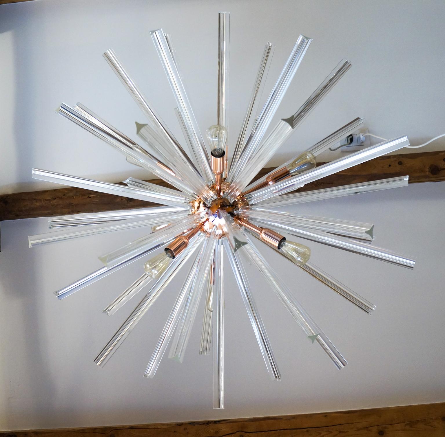 Hand-Crafted Camer Glass Mid-Century Modern Crystal Murano Chandelier Sputnik, 1982 For Sale