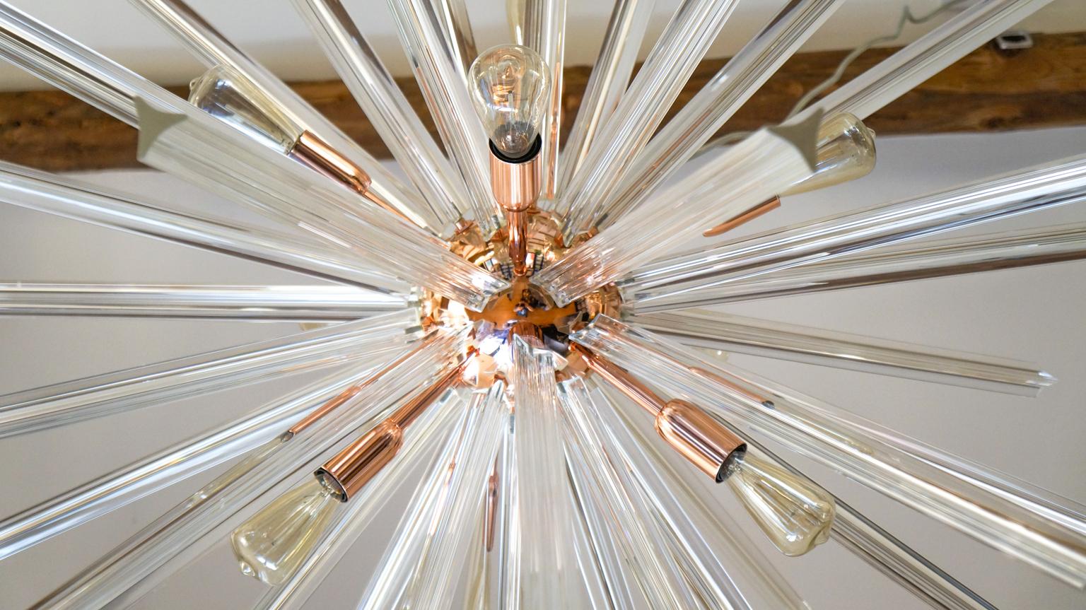 Late 20th Century Camer Glass Mid-Century Modern Crystal Murano Chandelier Sputnik, 1982 For Sale