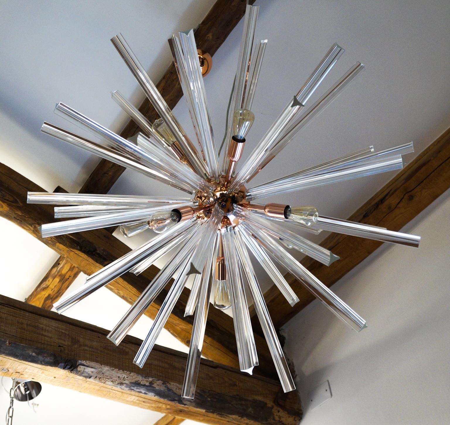 Mid-Century Modern-Kristall-Murano-Kronleuchter Sputnik aus der Jahrhundertmitte, 1982 (Ende des 20. Jahrhunderts) im Angebot