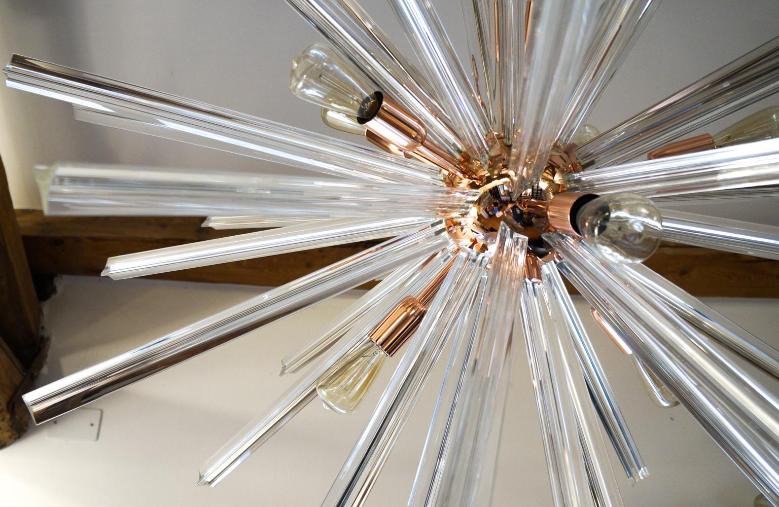 Mid-Century Modern-Kristall-Murano-Kronleuchter Sputnik aus der Jahrhundertmitte, 1982 (Glaskunst) im Angebot