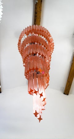 Lámpara de cristal de Murano Camer Glass de mediados de siglo, rosa espiral de Triedri, 1980