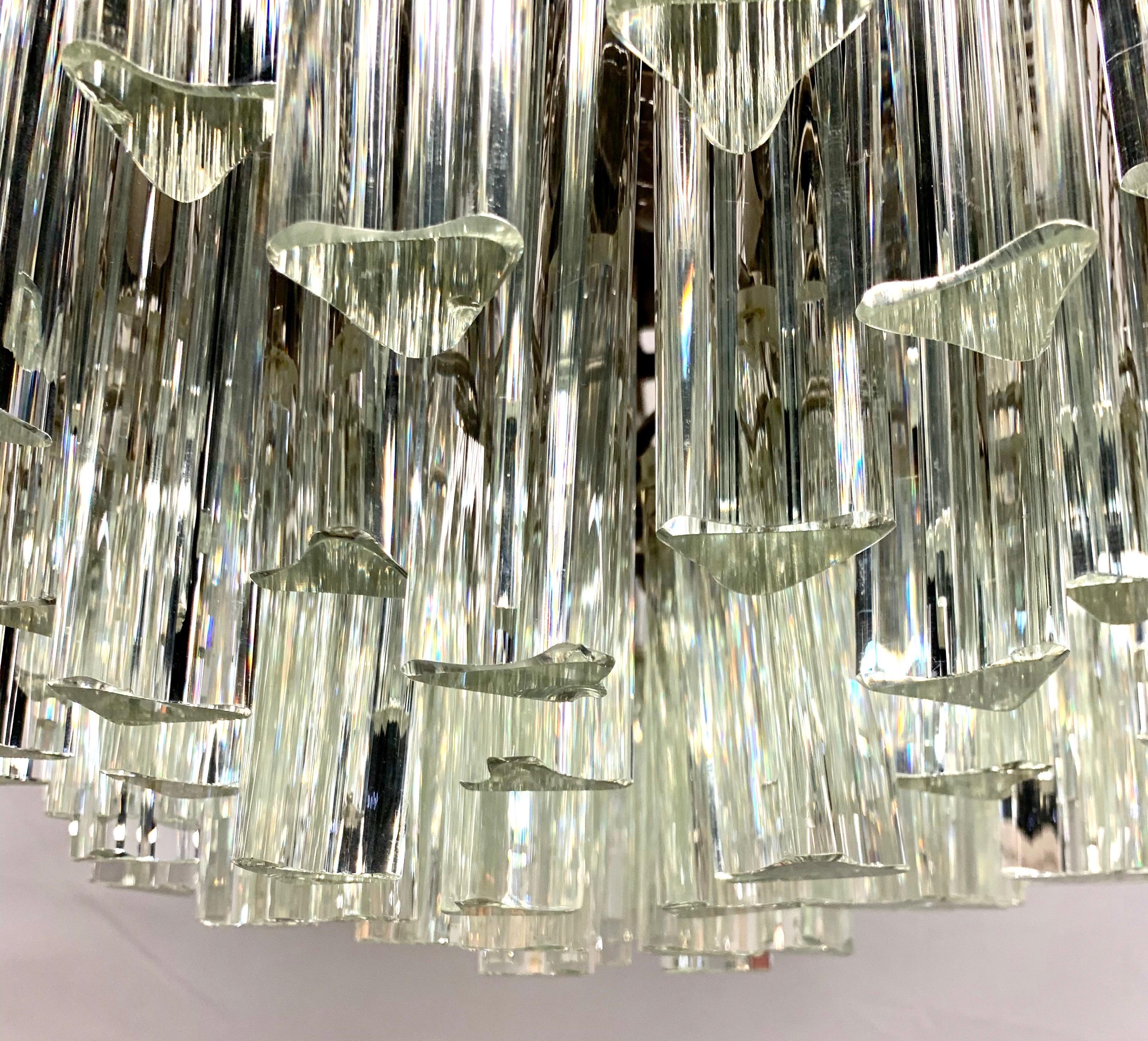 Camer Glass Murano Italy Crystal Prism Glass Chandelier In Good Condition In West Hartford, CT