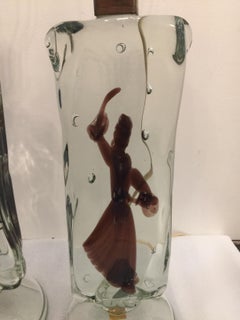Camer Glass Pair of Murano Lamps by Alfredo Barbini 'Labelled'