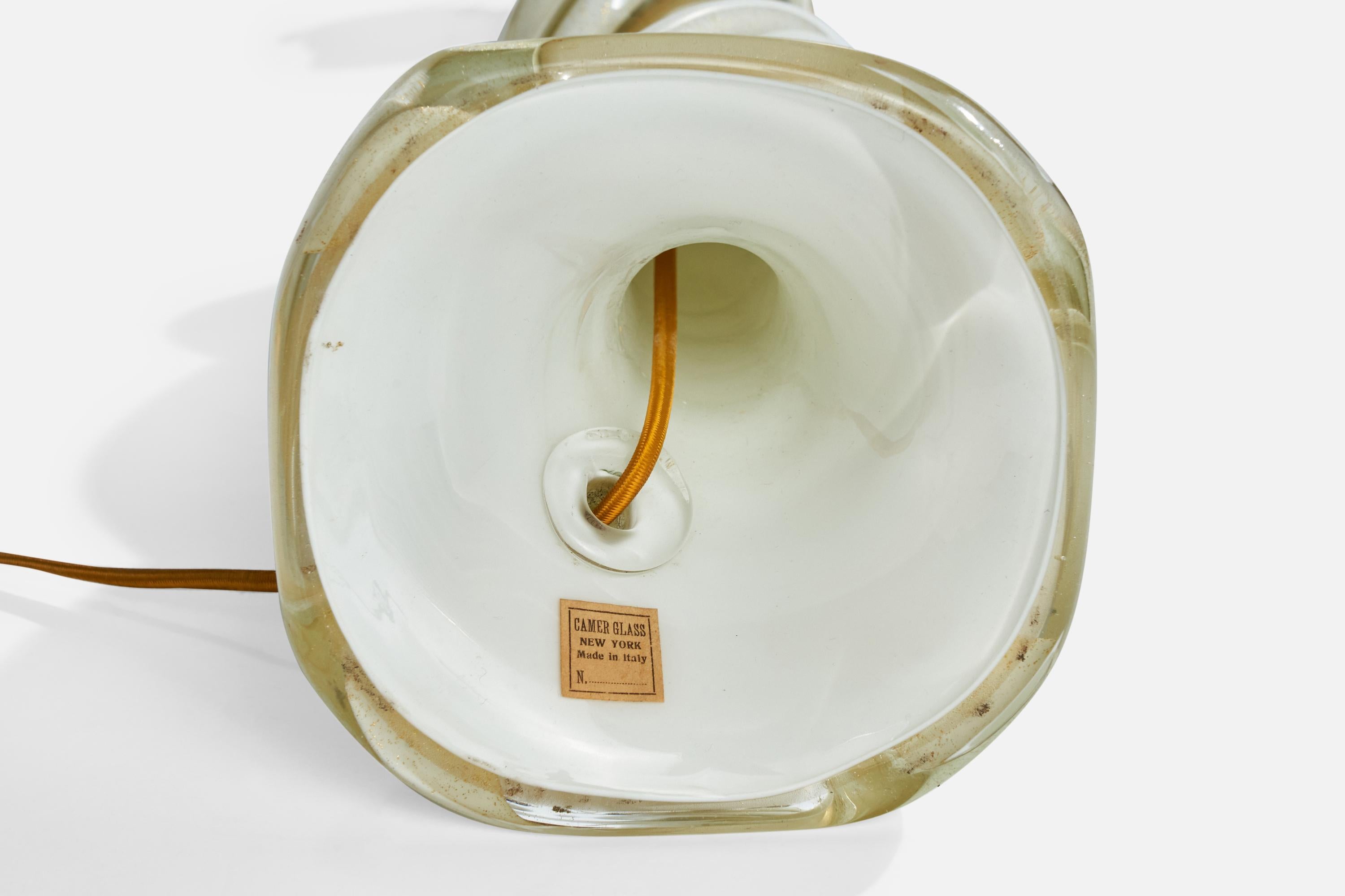 Camer Glass, Table Lamp, Glass, Brass, Italy, 1980s For Sale 5