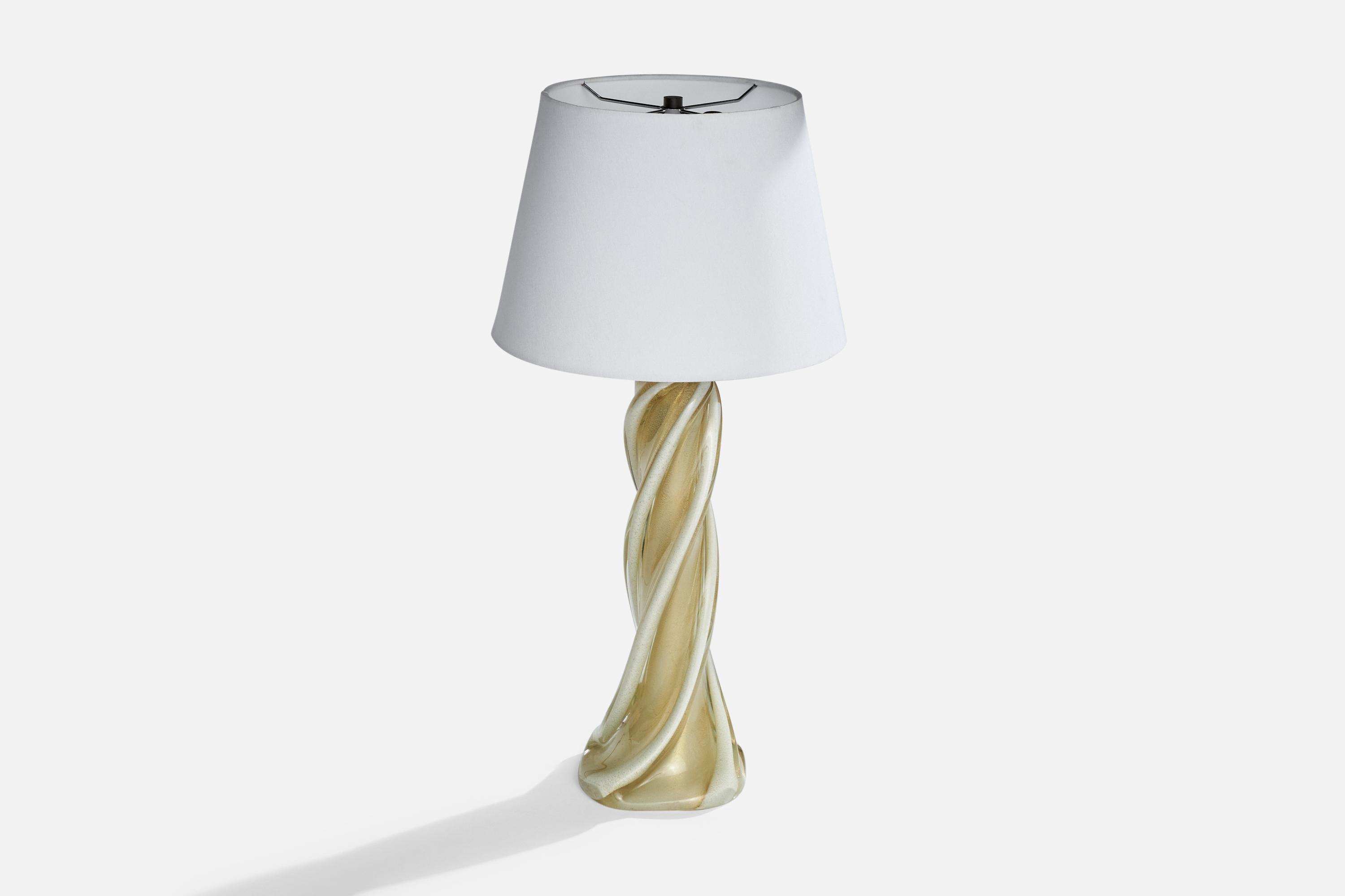 Italian Camer Glass, Table Lamp, Glass, Brass, Italy, 1980s For Sale