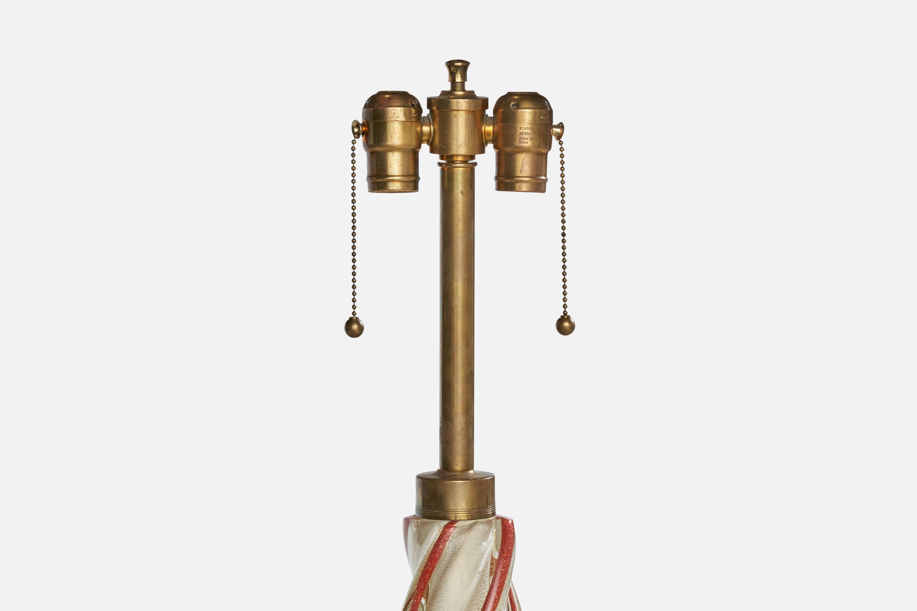Camer Glass, Lampada da tavolo, Vetro, Ottone, Italia, anni '80 In condizioni buone a High Point, NC