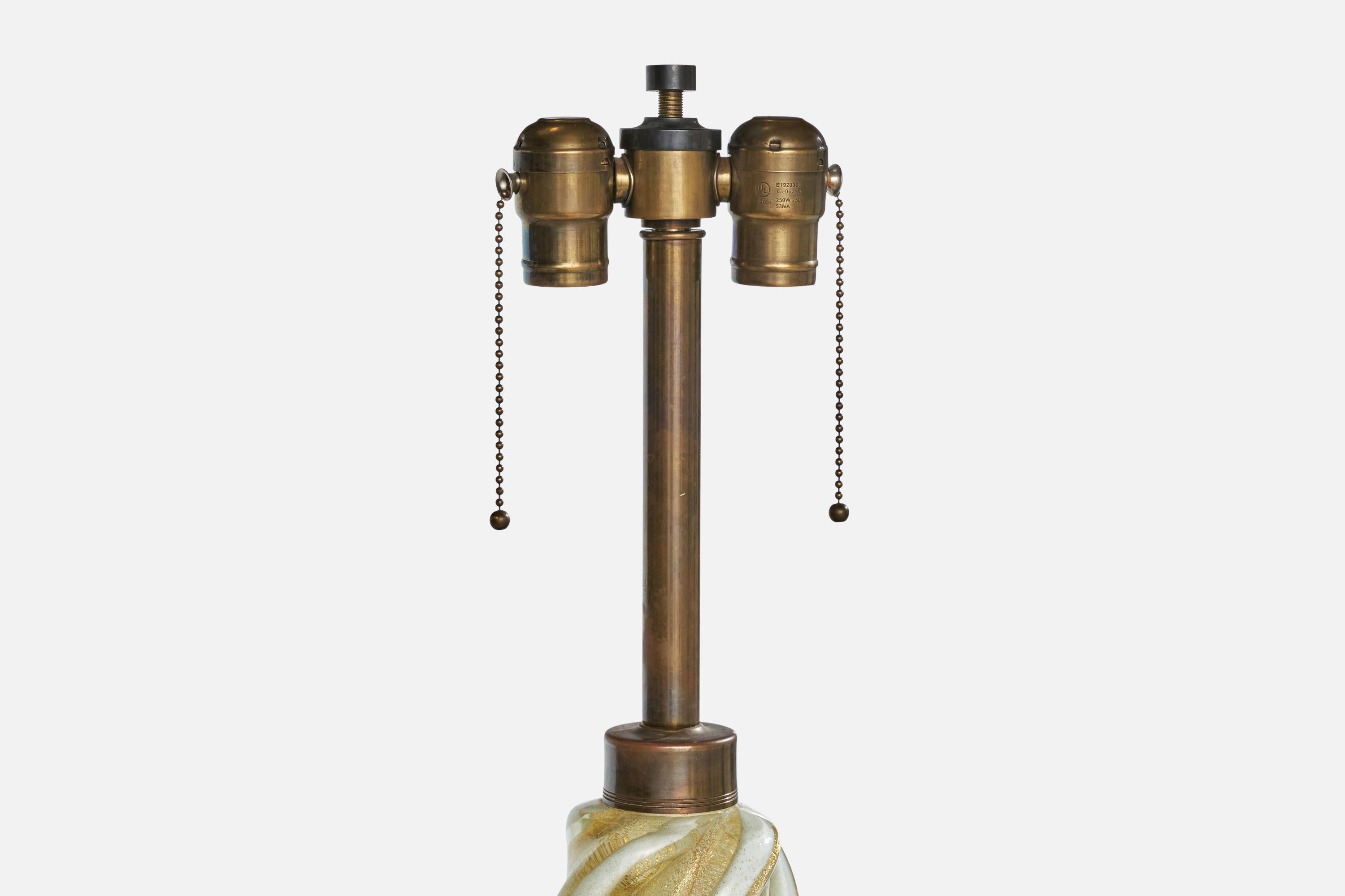 Camer Glass, Table Lamp, Glass, Brass, Italy, 1980s In Good Condition For Sale In High Point, NC