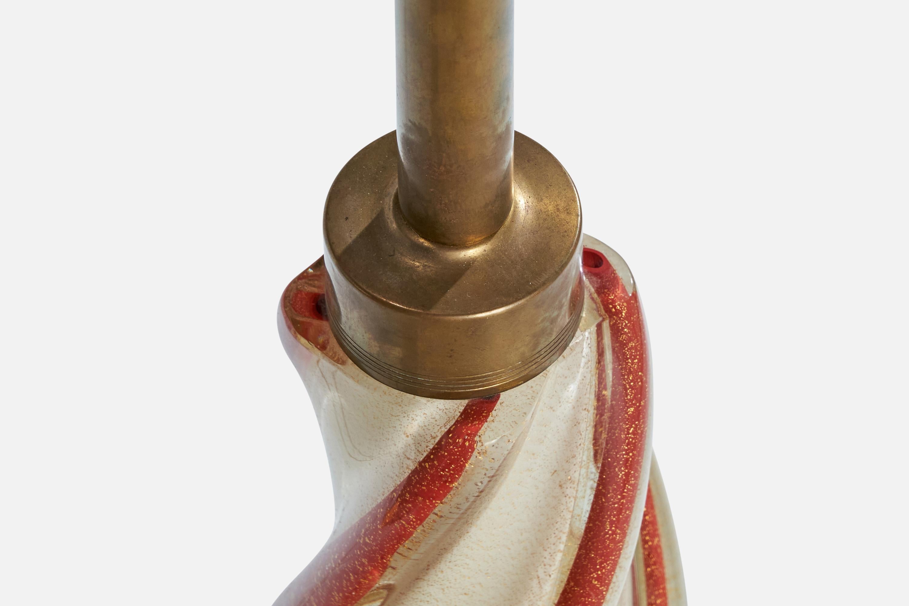 Fine XX secolo Camer Glass, Lampada da tavolo, Vetro, Ottone, Italia, anni '80