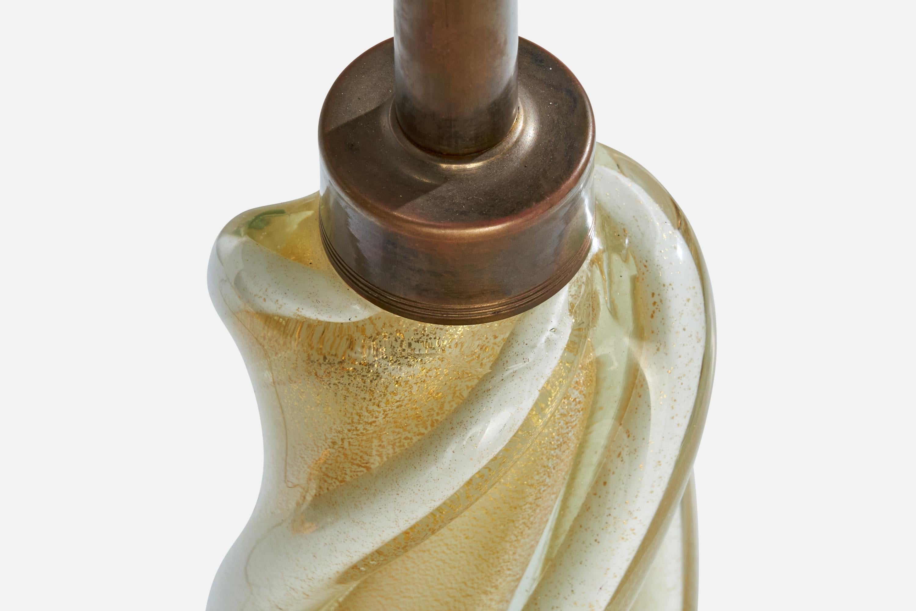 Late 20th Century Camer Glass, Table Lamp, Glass, Brass, Italy, 1980s For Sale