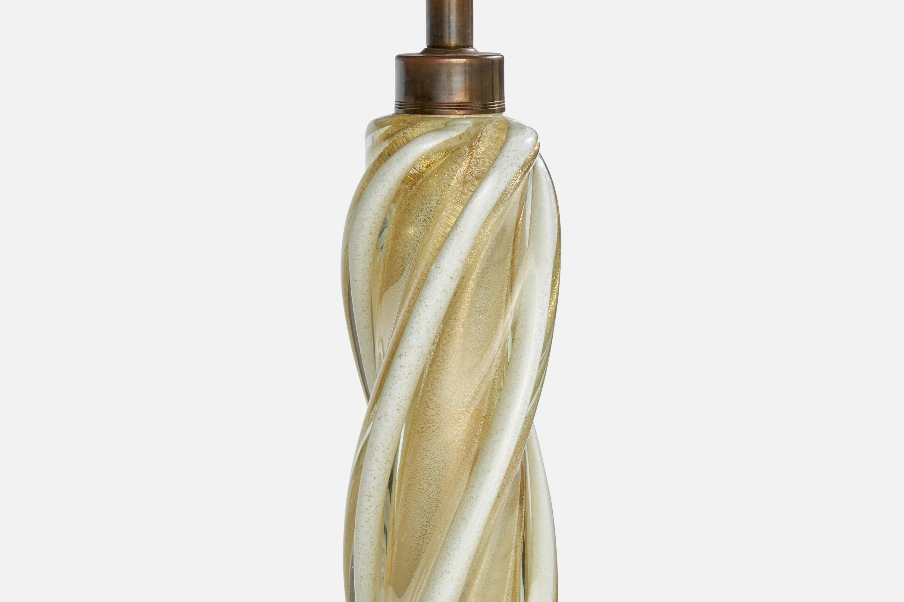 Camer Glass, Table Lamp, Glass, Brass, Italy, 1980s For Sale 1