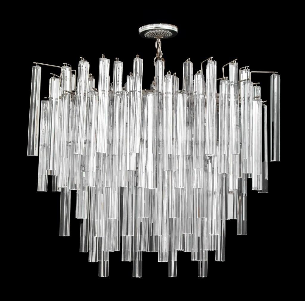 Camer Italian mid-century glass prism chandelier, 1970's. Fleabites and minor chips to some of the glass prisms.