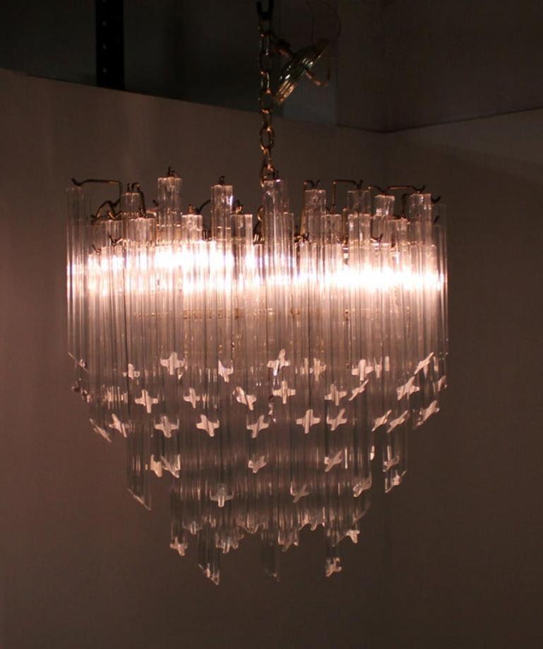 Medium size mid century modern Camer glass prisms chandelier.