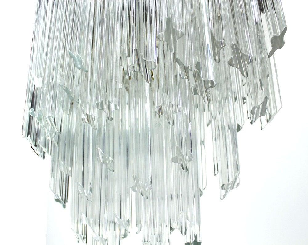 20th Century Camer Mid-Century Modern Murano Chandelier Glass Prisms Light Fixture For Sale