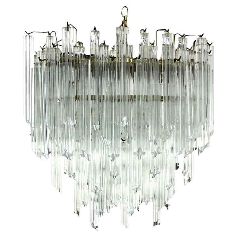 Camer Mid-Century Modern Murano Chandelier Glass Prisms Light Fixture For Sale