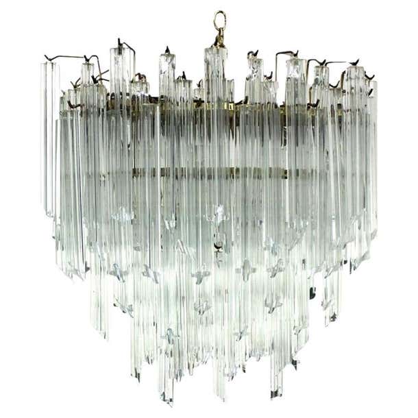 Camer Mid-Century Modern Murano Chandelier Glass Prisms Light Fixture ...