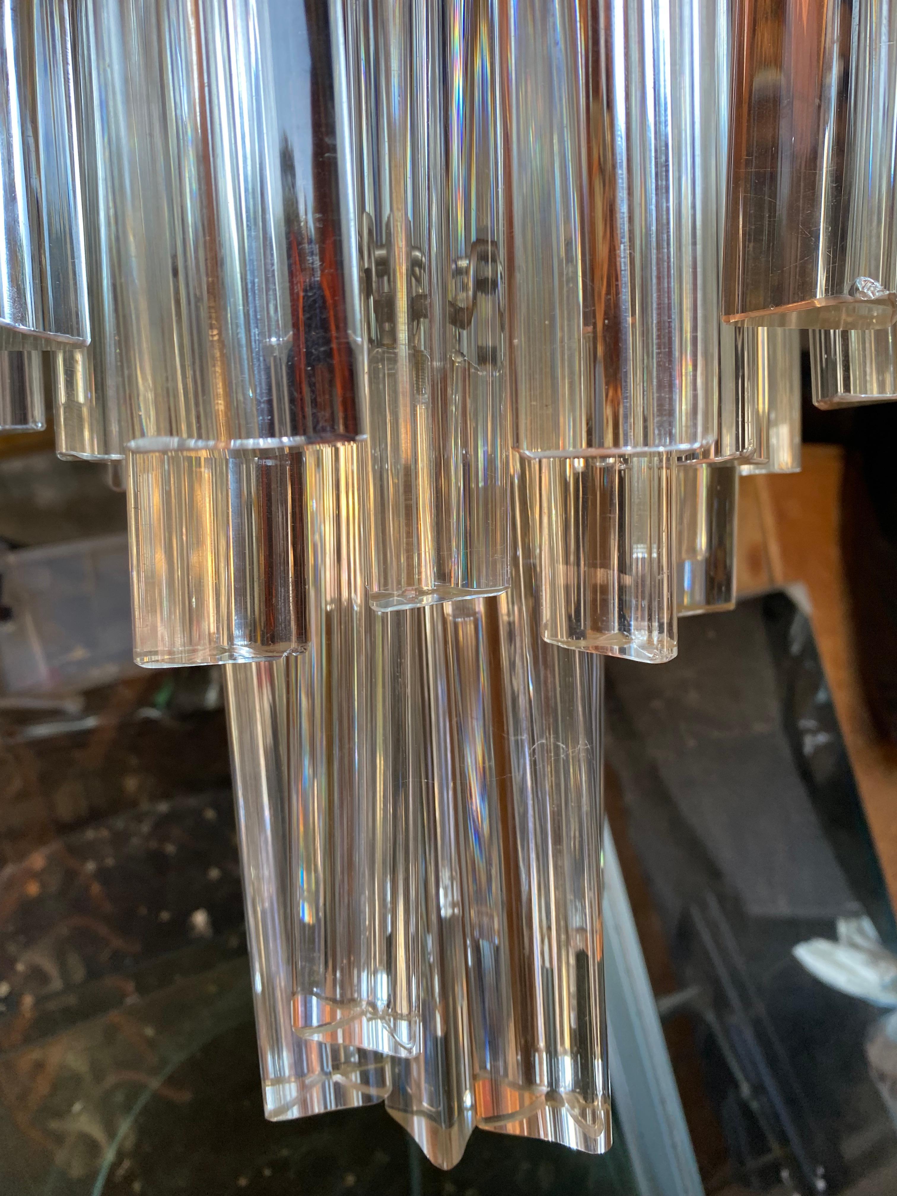 Italian Camer Murano glass chandelier Italy mid century Venini hanging triangular shaped For Sale