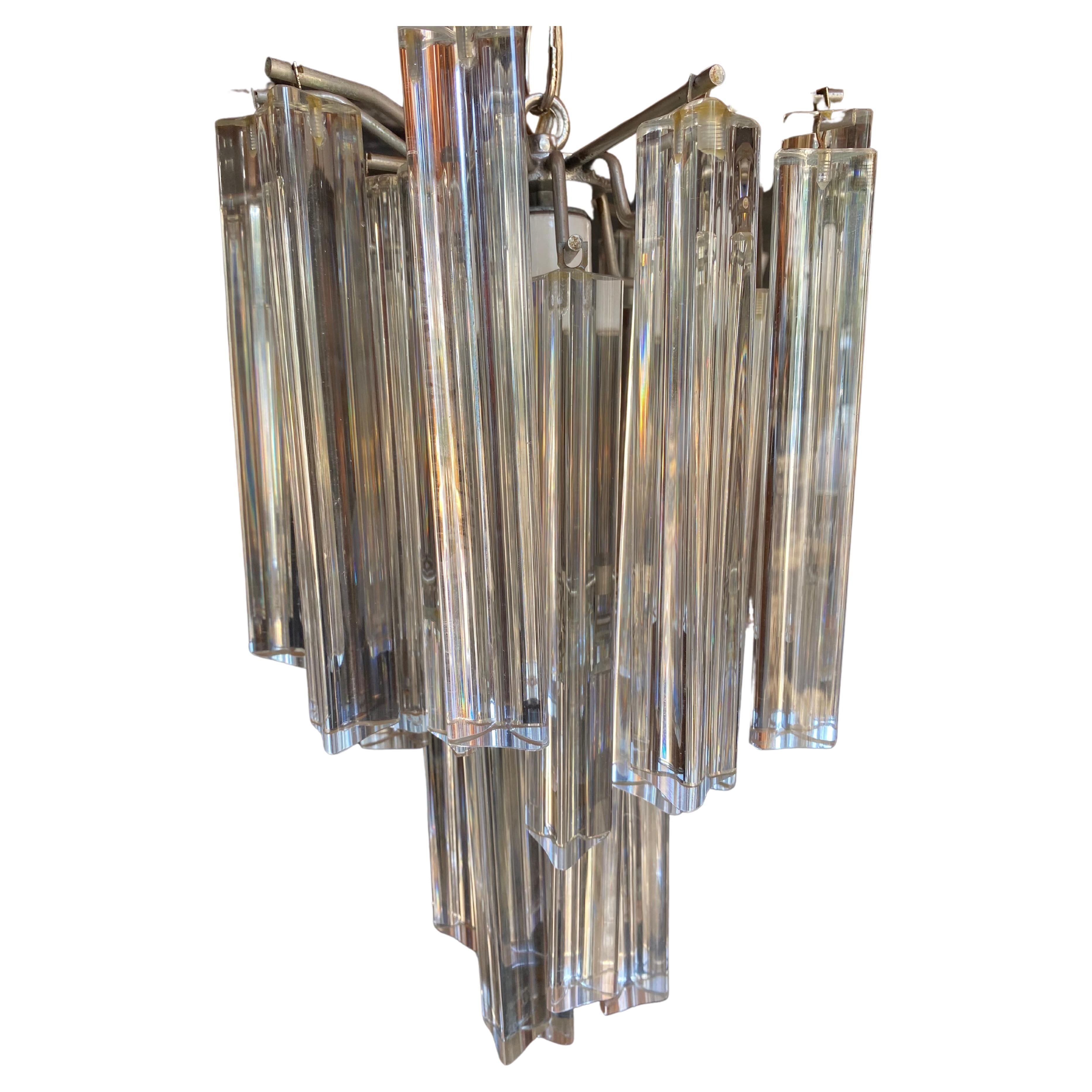 Camer Murano glass chandelier Italy mid century Venini hanging triangular shaped For Sale