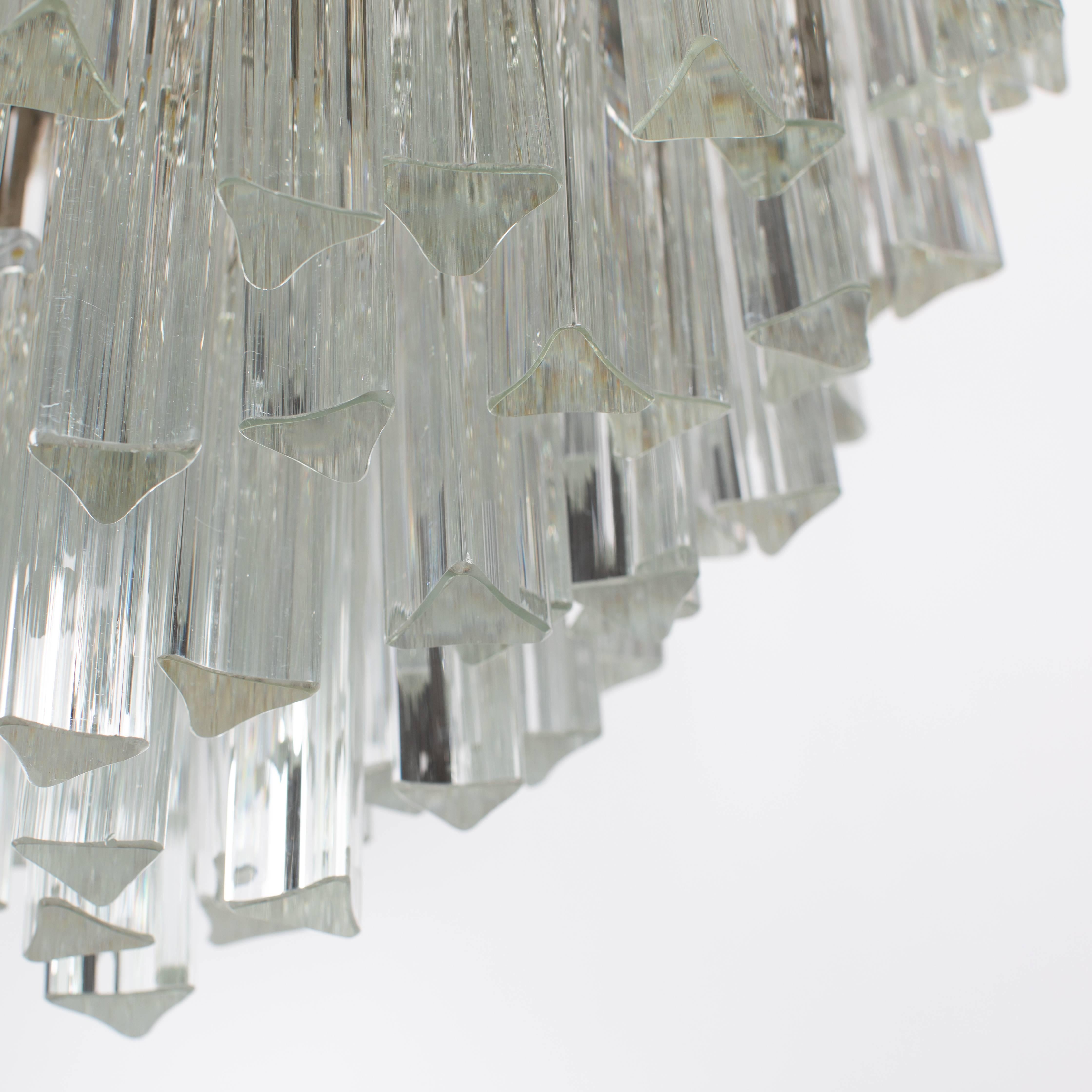 Italian Camer Murano Tiered Prism Crystal Chandelier, circa 1970s For Sale