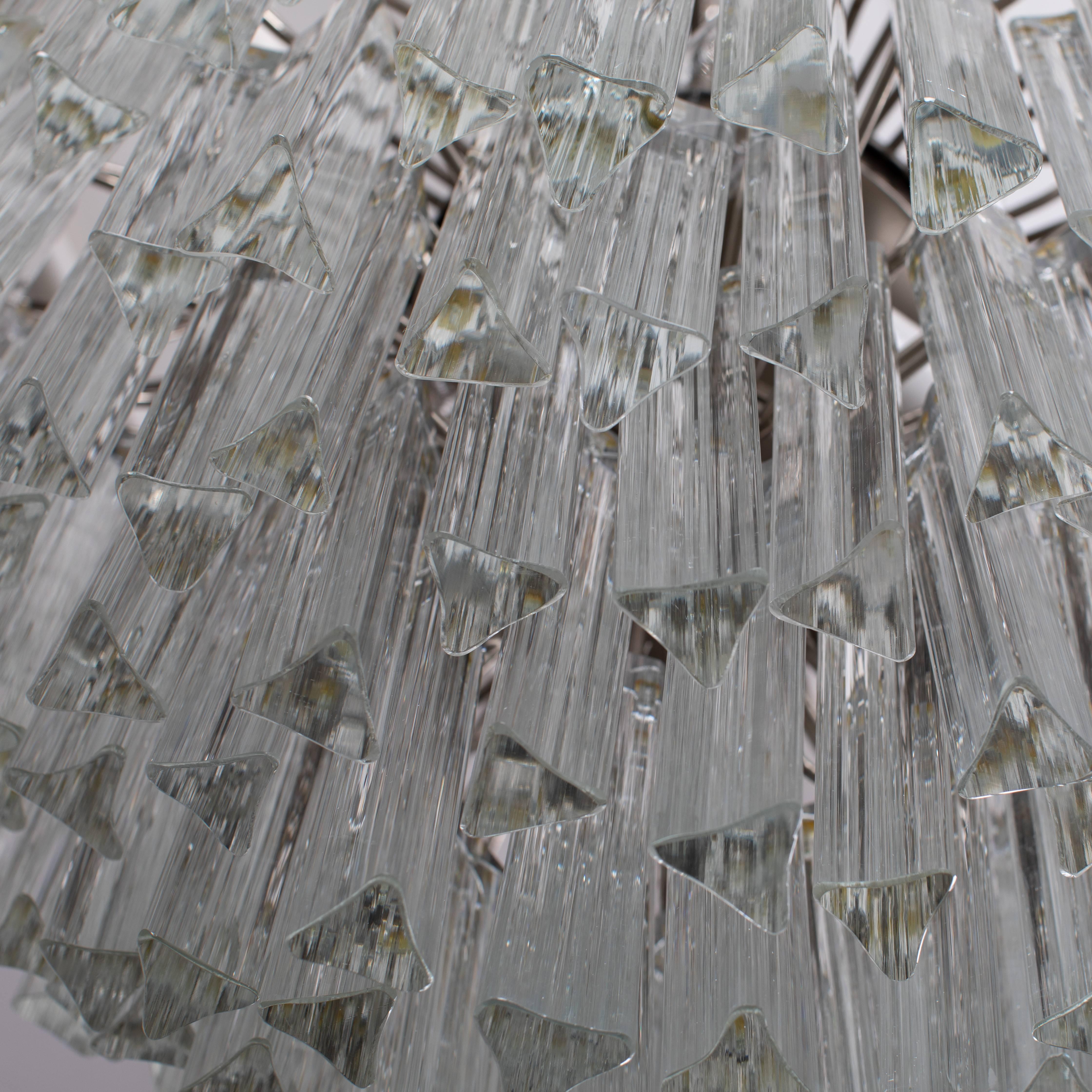 Polished Camer Murano Tiered Prism Crystal Chandelier, circa 1970s For Sale