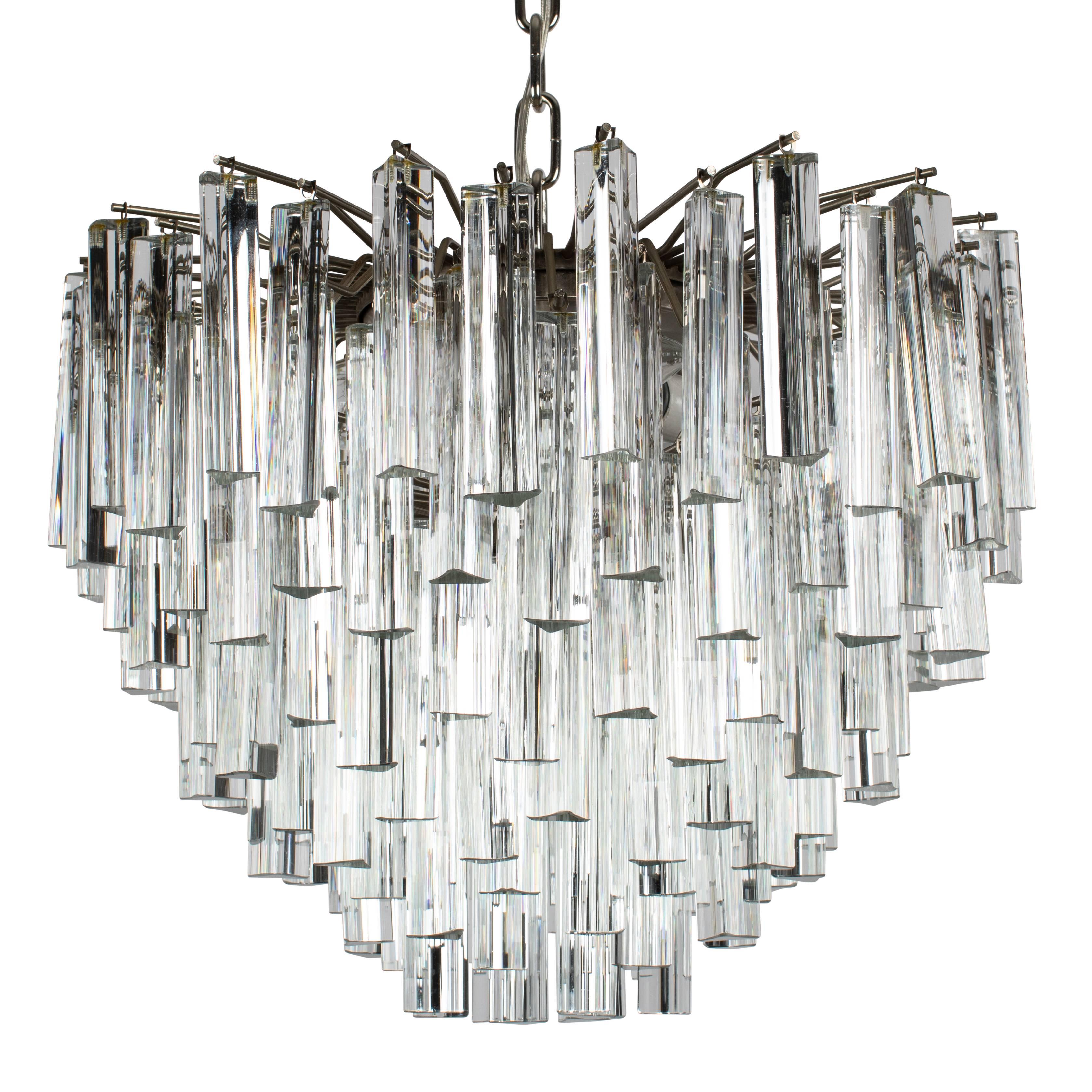 Camer Murano Tiered Prism Crystal Chandelier, circa 1970s For Sale