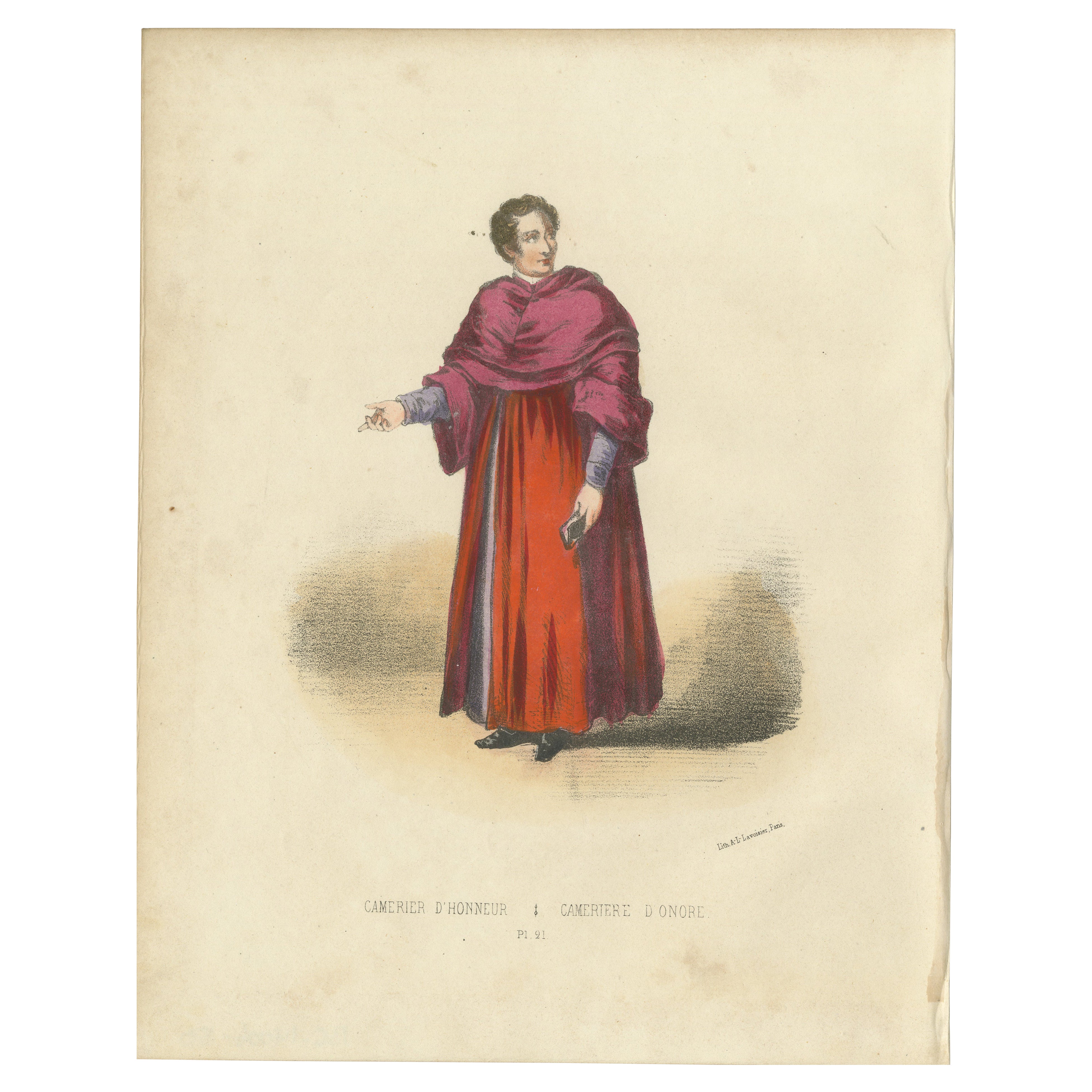 Cameriere d'Onore: Handkolorierter Druck des Vatikans Honor Chamberlain, 1862