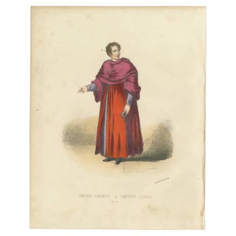 Cameriere d'Onore: Handcolored Print of Vatican Honor Chamberlain, 1862
