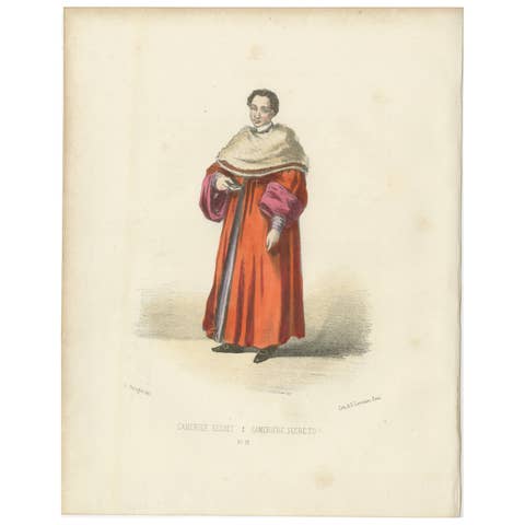 Cameriere Segreto: Handcolored Lithograph of the Secret Chamberlain, 1862